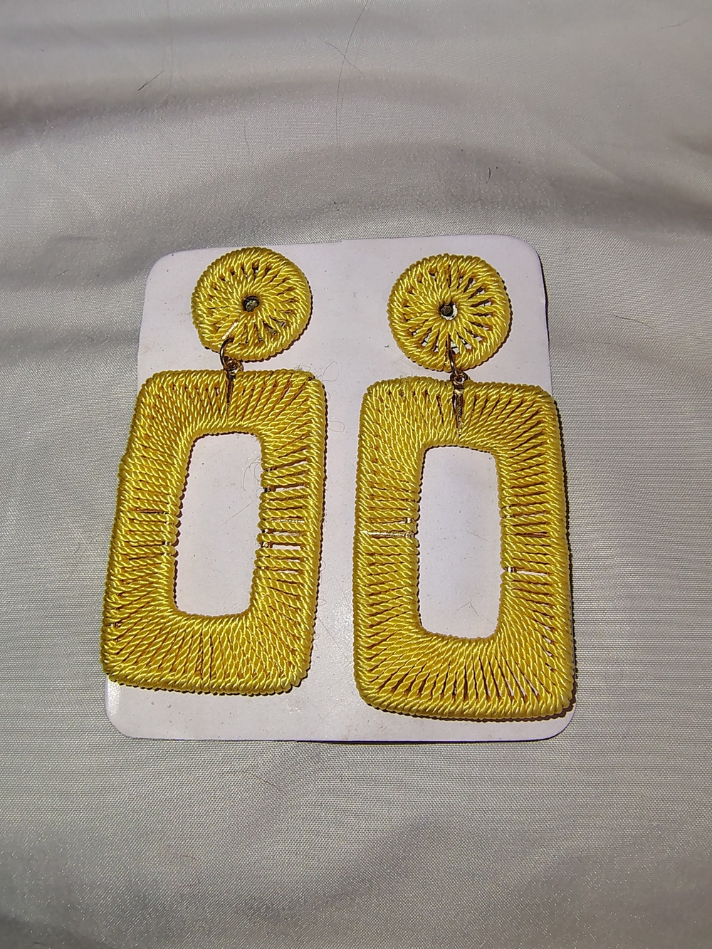 Woven Boho Tribal Rattan Trending Rectangle Drop Earrings